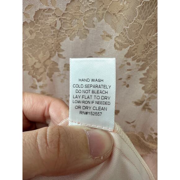 🆕 ROOLEE | Blush Pink Lace Feminine Short Sleeve Shift Midi Dress | Large - Picture 8 of 8